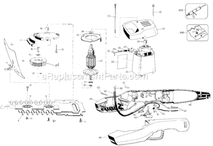Page A Diagram and Parts List for 8115 Type 2 Black and Decker Hedge Trimmer